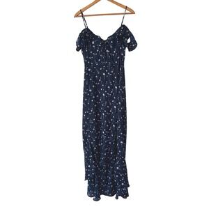 If By Sea Floral Off Shoulder High Low Maxi Dress Women Med Lace Up Cottage Boho